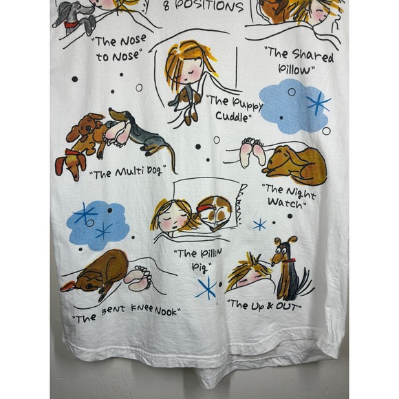 How To Sleep With A Dog Graphic Night Shirt White One Size Cotton Humor Puppy - Picture 3 of 10